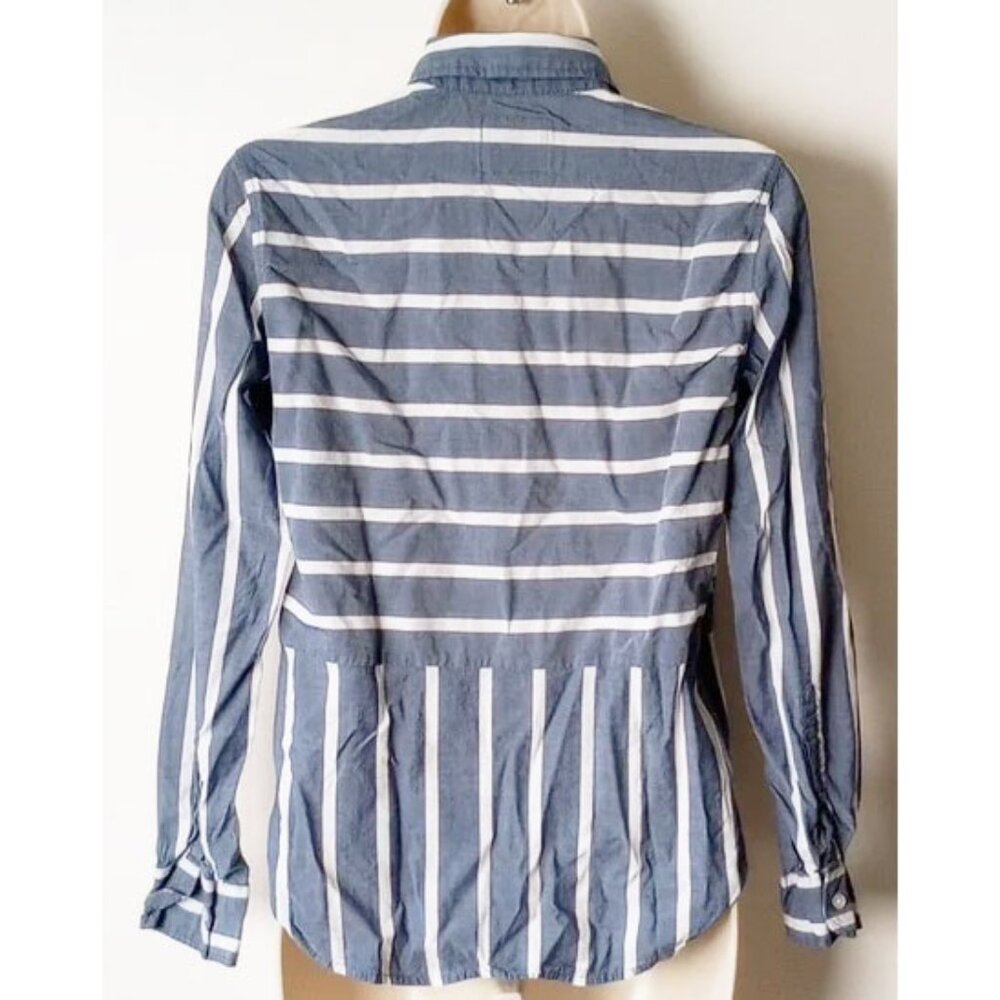 NWOT Abercrombie & Fitch Striped Chambray Half-Button Down Shirt XS - Picture 2 of 4